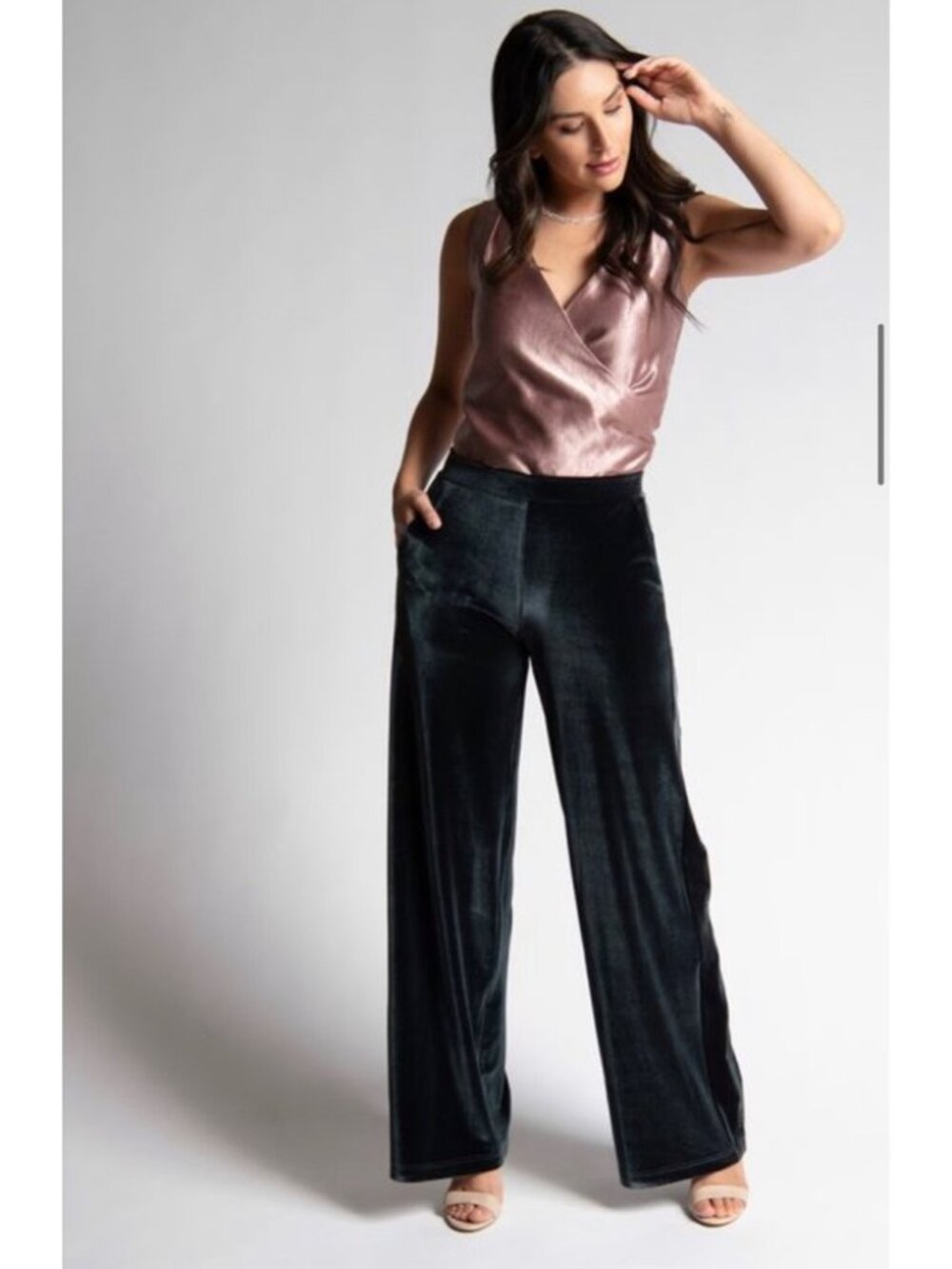 New Betabrand Black Velvet Wide Leg Palazzo Dress Pant Yoga Pants XXLarge Petite